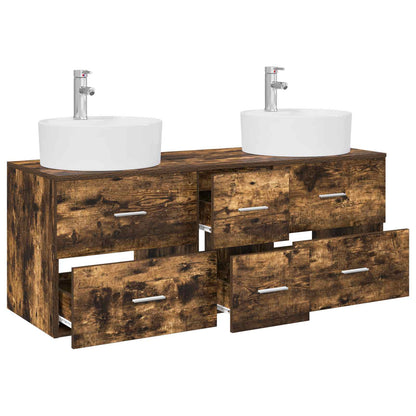 vidaXL Bathroom Furniture Set 3 pcs Smoked Oak 49.5 x 44.5 x 65 cm