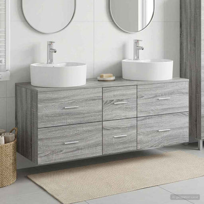 vidaXL Bathroom Furniture Set 3 pcs Grey Sonoma 49.5 x 44.5 x 65 cm