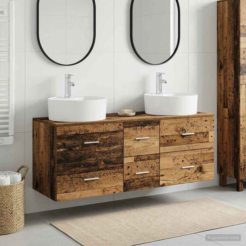 vidaXL Bathroom Furniture Set 3 pcs Old Wood 49.5 x 44.5 x 65 cm