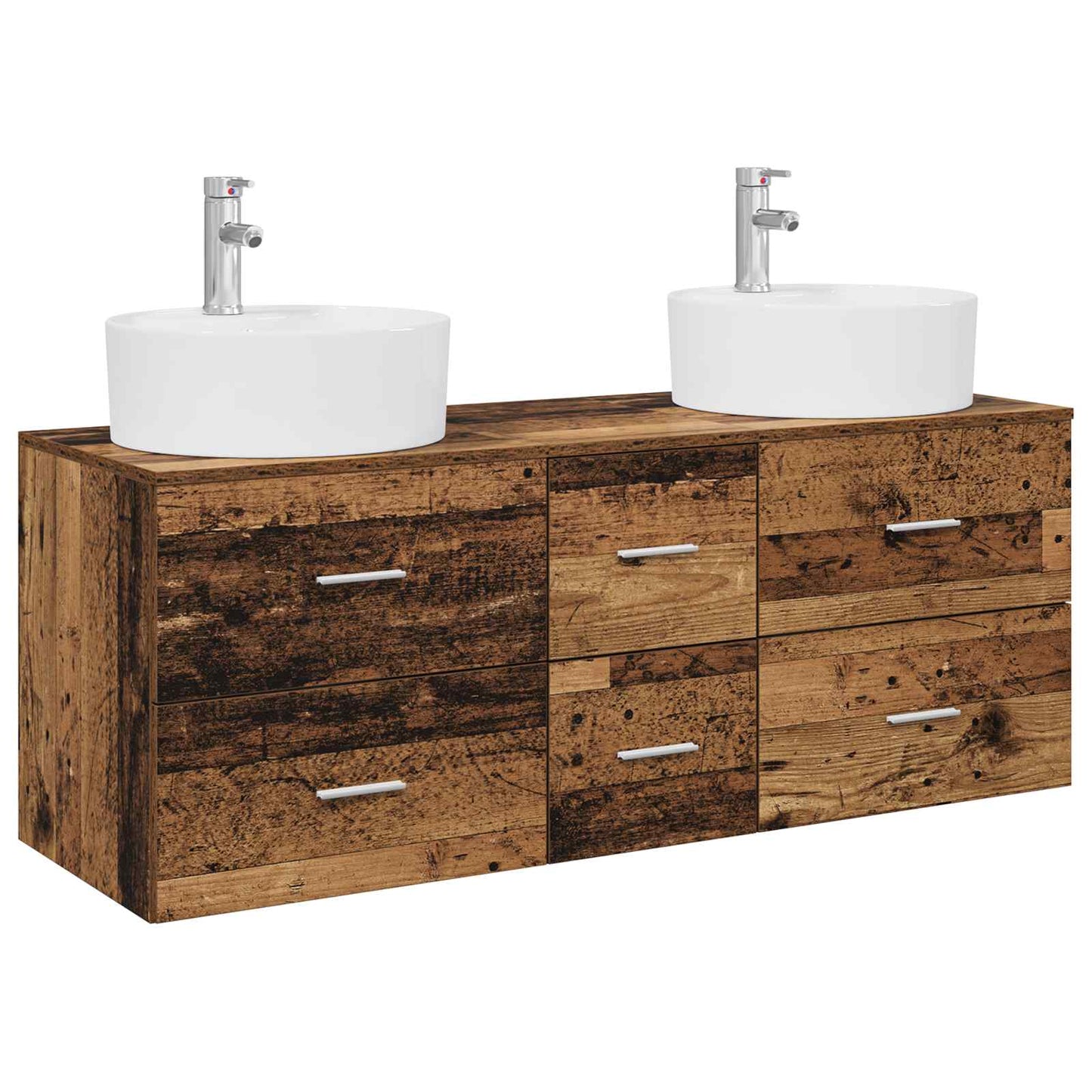 vidaXL Bathroom Furniture Set 3 pcs Old Wood 49.5 x 44.5 x 65 cm