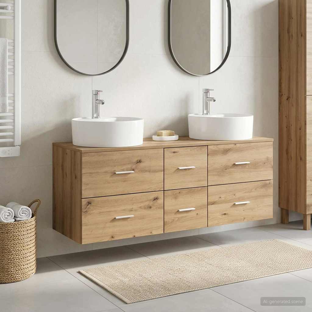 vidaXL Bathroom Furniture Set 3 pcs Artisan Oak 49.5 x 44.5 x 65 cm