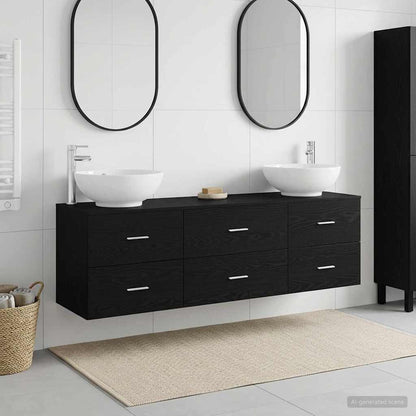 vidaXL Bathroom Furniture Set 3 pcs Black 49.5 x 44.5 x 65 cm