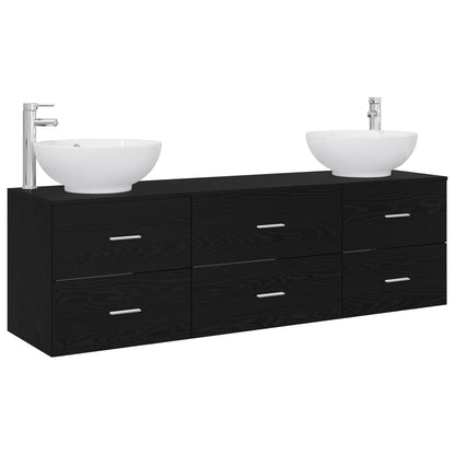 vidaXL Bathroom Furniture Set 3 pcs Black 49.5 x 44.5 x 65 cm