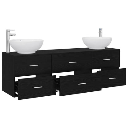 vidaXL Bathroom Furniture Set 3 pcs Black 49.5 x 44.5 x 65 cm