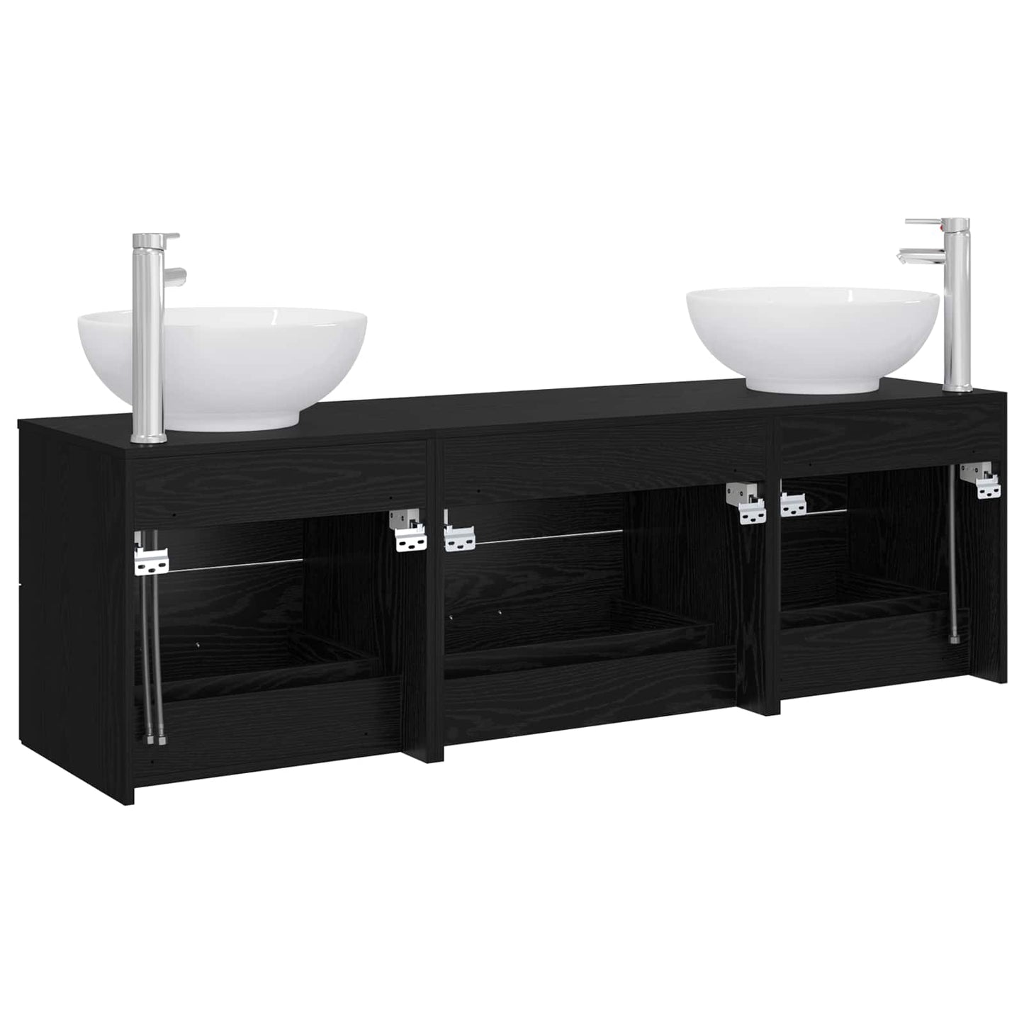 vidaXL Bathroom Furniture Set 3 pcs Black 49.5 x 44.5 x 65 cm