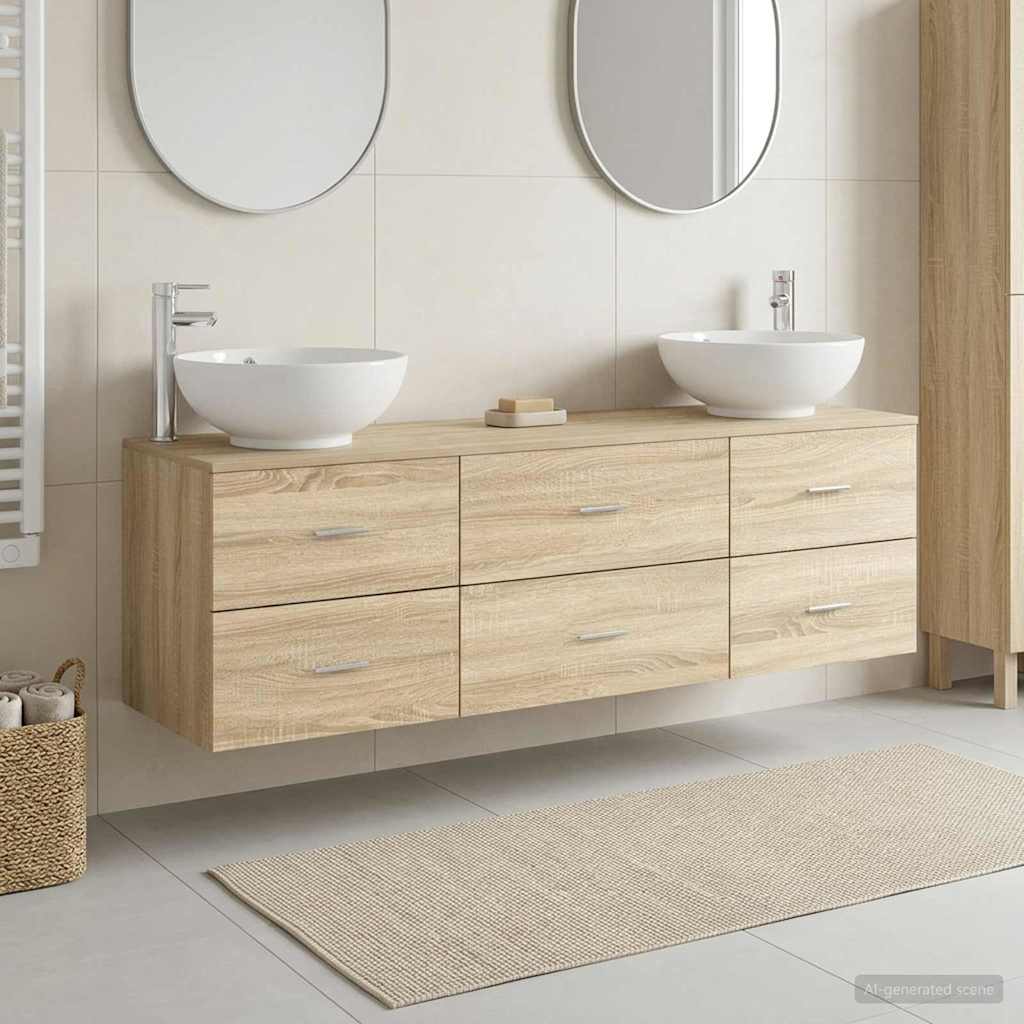 vidaXL Bathroom Furniture Set 3 pcs Sonoma Oak 49.5 x 44.5 x 65 cm