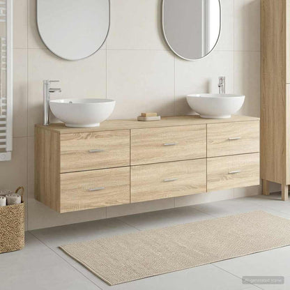 vidaXL Bathroom Furniture Set 3 pcs Sonoma Oak 49.5 x 44.5 x 65 cm