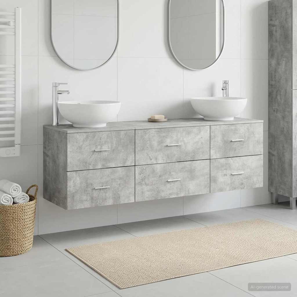 vidaXL Bathroom Furniture Set 3 pcs Concrete Grey 49.5 x 44.5 x 65 cm