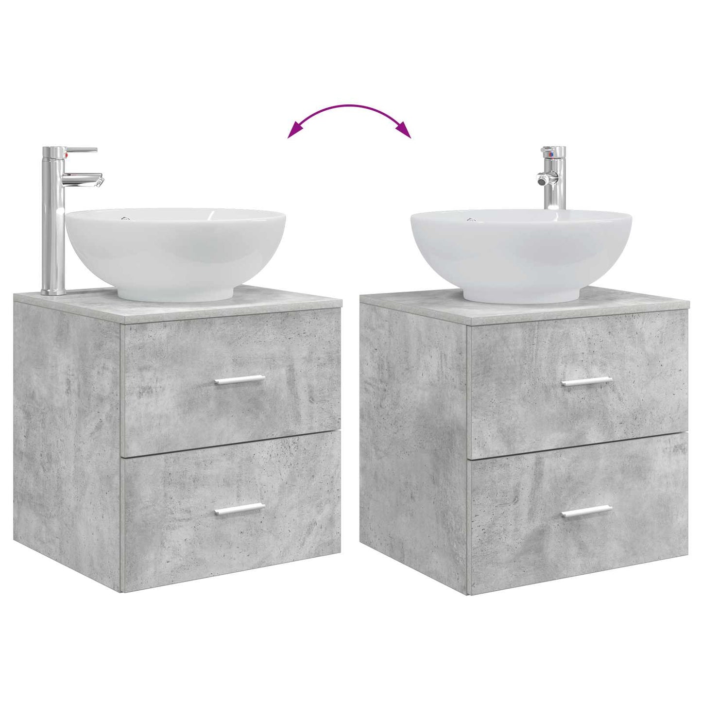 vidaXL Bathroom Furniture Set 3 pcs Concrete Grey 49.5 x 44.5 x 65 cm