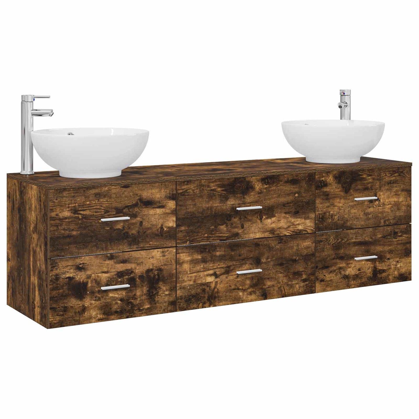 vidaXL Bathroom Furniture Set 3 pcs Smoked Oak 49.5 x 44.5 x 65 cm