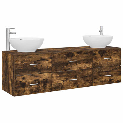 vidaXL Bathroom Furniture Set 3 pcs Smoked Oak 49.5 x 44.5 x 65 cm
