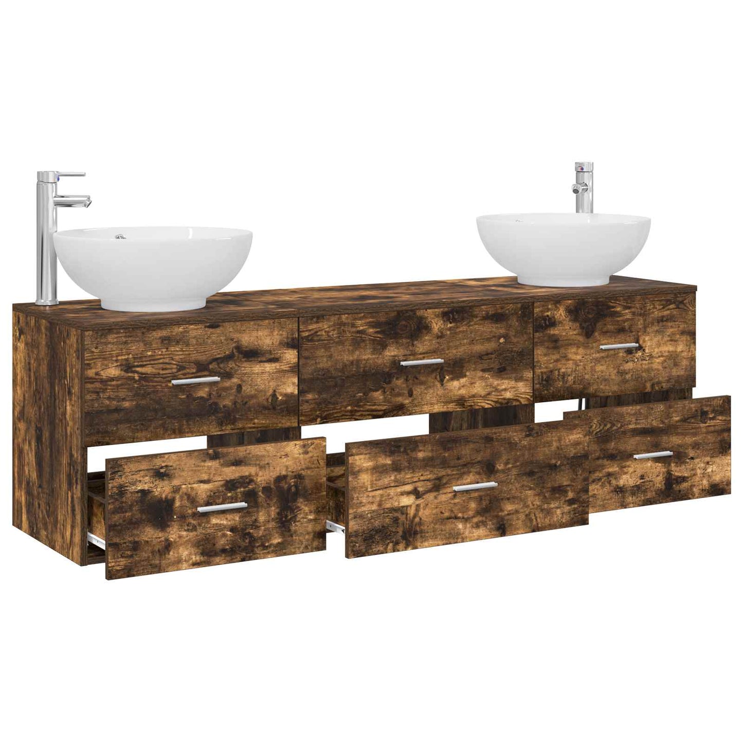 vidaXL Bathroom Furniture Set 3 pcs Smoked Oak 49.5 x 44.5 x 65 cm