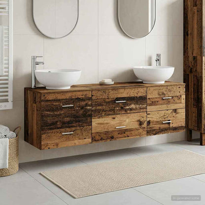vidaXL Bathroom Furniture Set 3 pcs Old Wood 49.5 x 44.5 x 65 cm