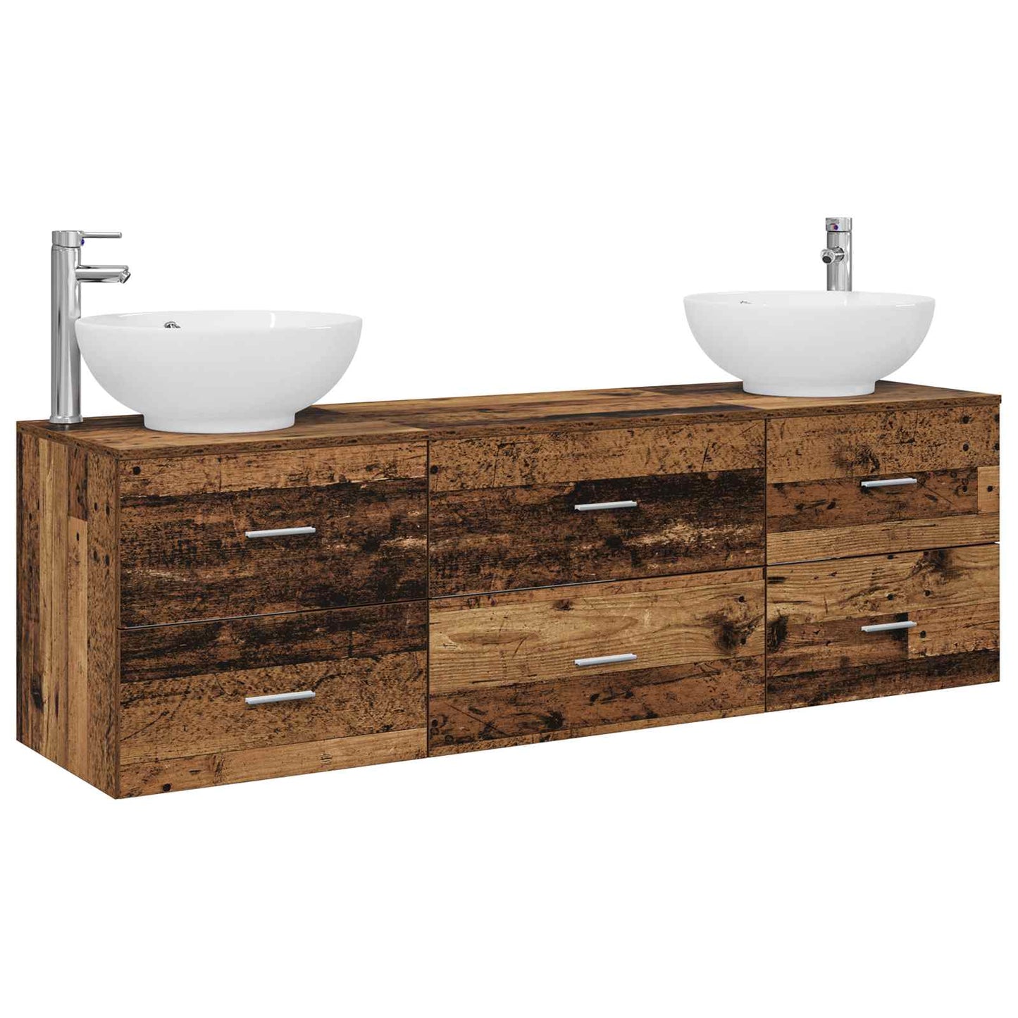 vidaXL Bathroom Furniture Set 3 pcs Old Wood 49.5 x 44.5 x 65 cm