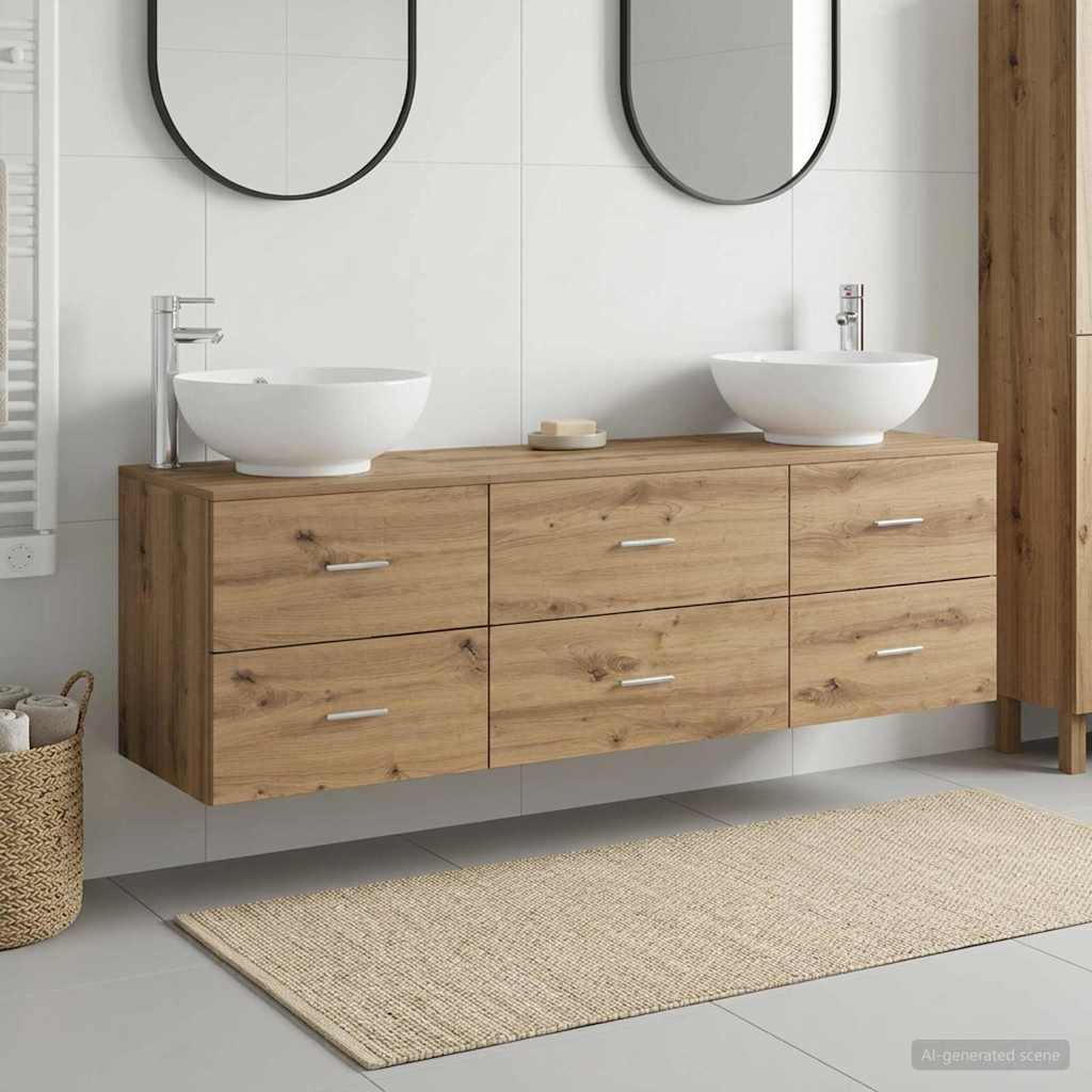 vidaXL Bathroom Furniture Set 3 pcs Artisan Oak 49.5 x 44.5 x 65 cm