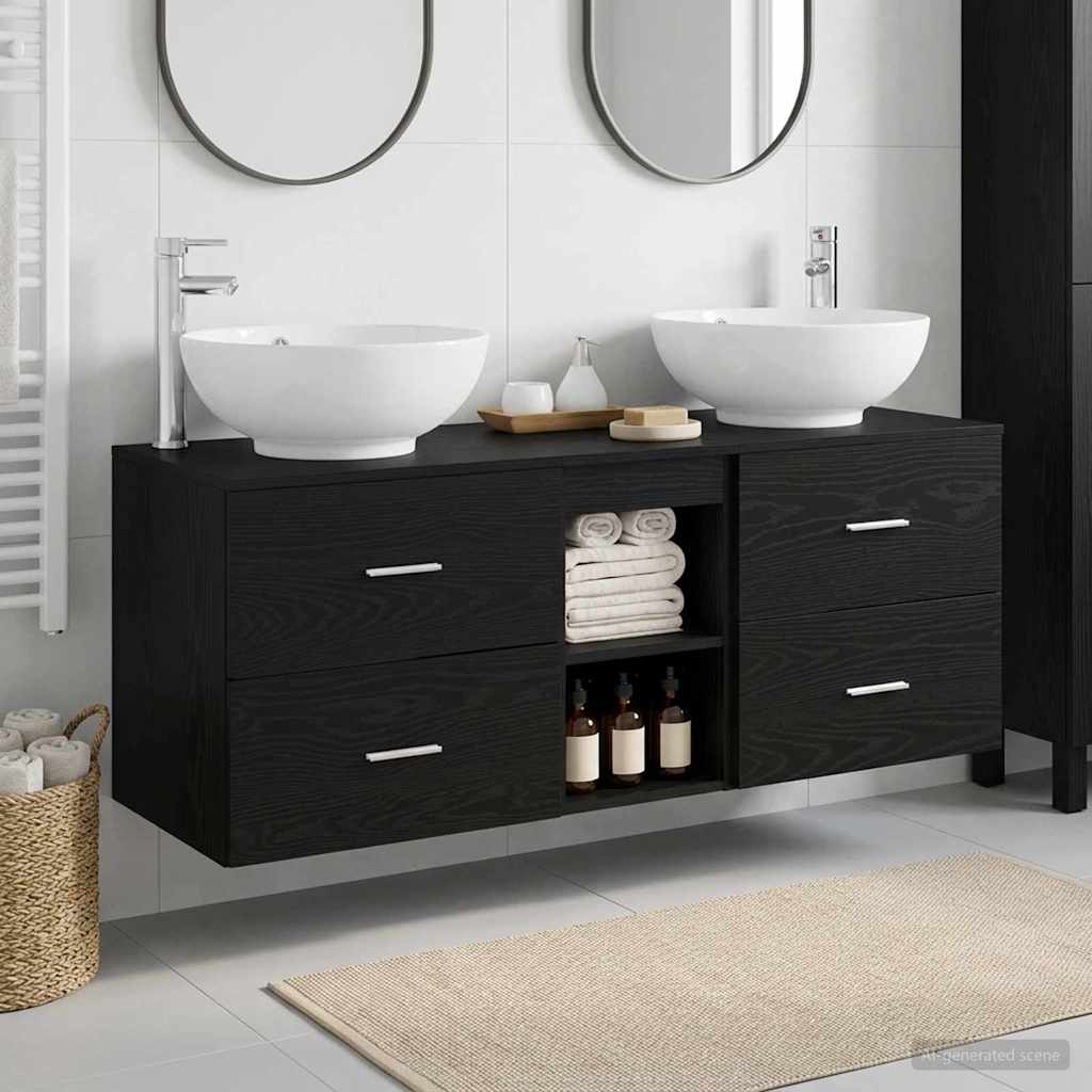 vidaXL Bathroom Furniture Set 3 pcs Black 49.5 x 44.5 x 65 cm
