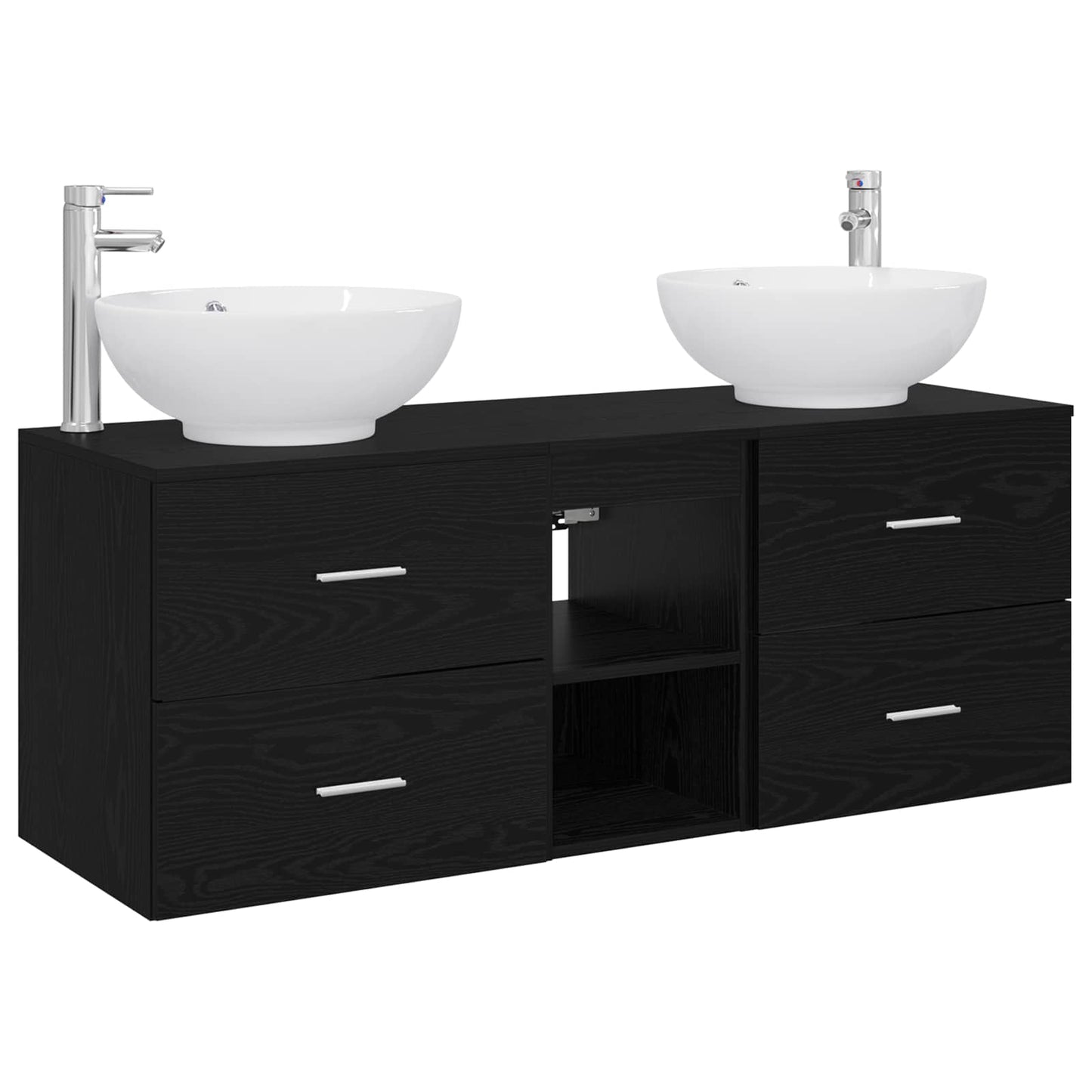 vidaXL Bathroom Furniture Set 3 pcs Black 49.5 x 44.5 x 65 cm