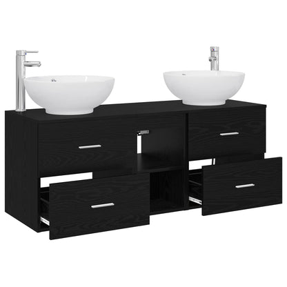 vidaXL Bathroom Furniture Set 3 pcs Black 49.5 x 44.5 x 65 cm