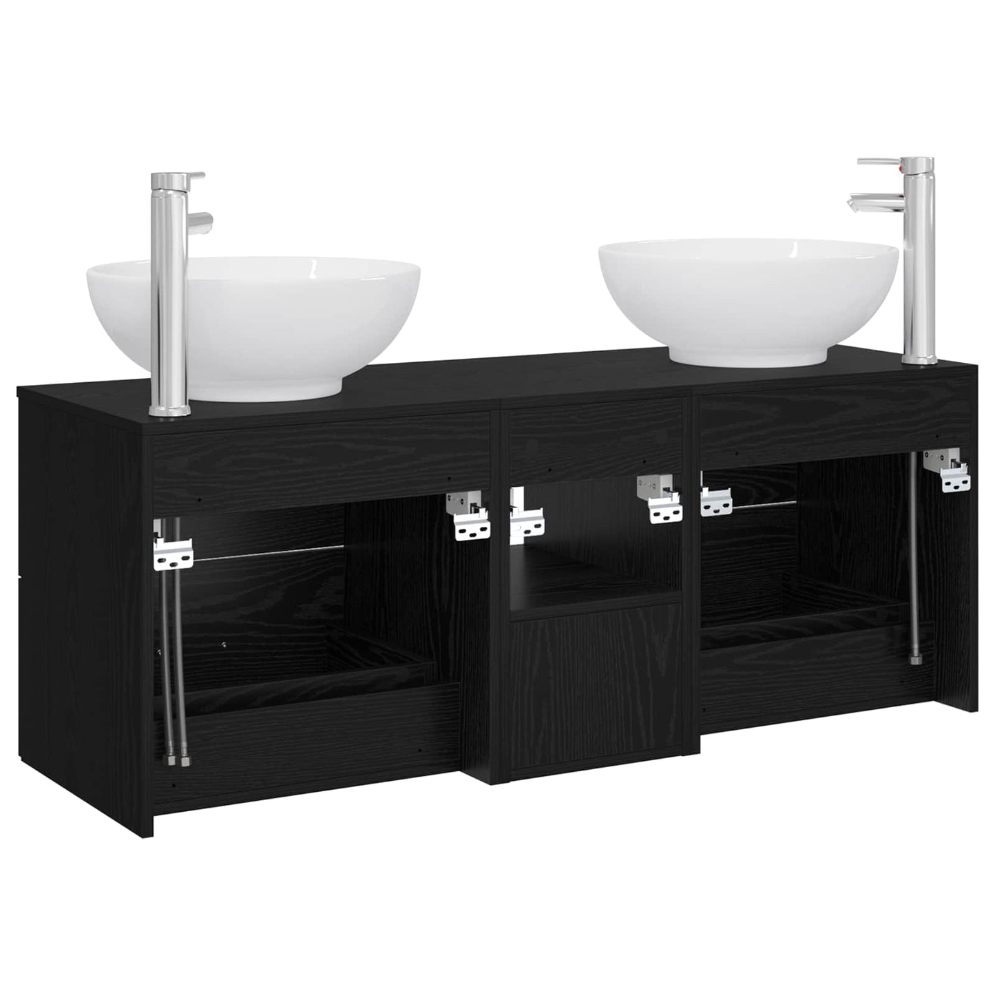 vidaXL Bathroom Furniture Set 3 pcs Black 49.5 x 44.5 x 65 cm