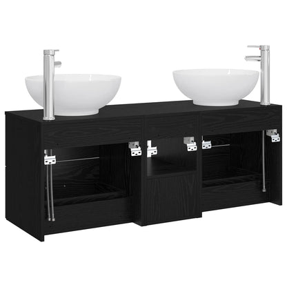 vidaXL Bathroom Furniture Set 3 pcs Black 49.5 x 44.5 x 65 cm