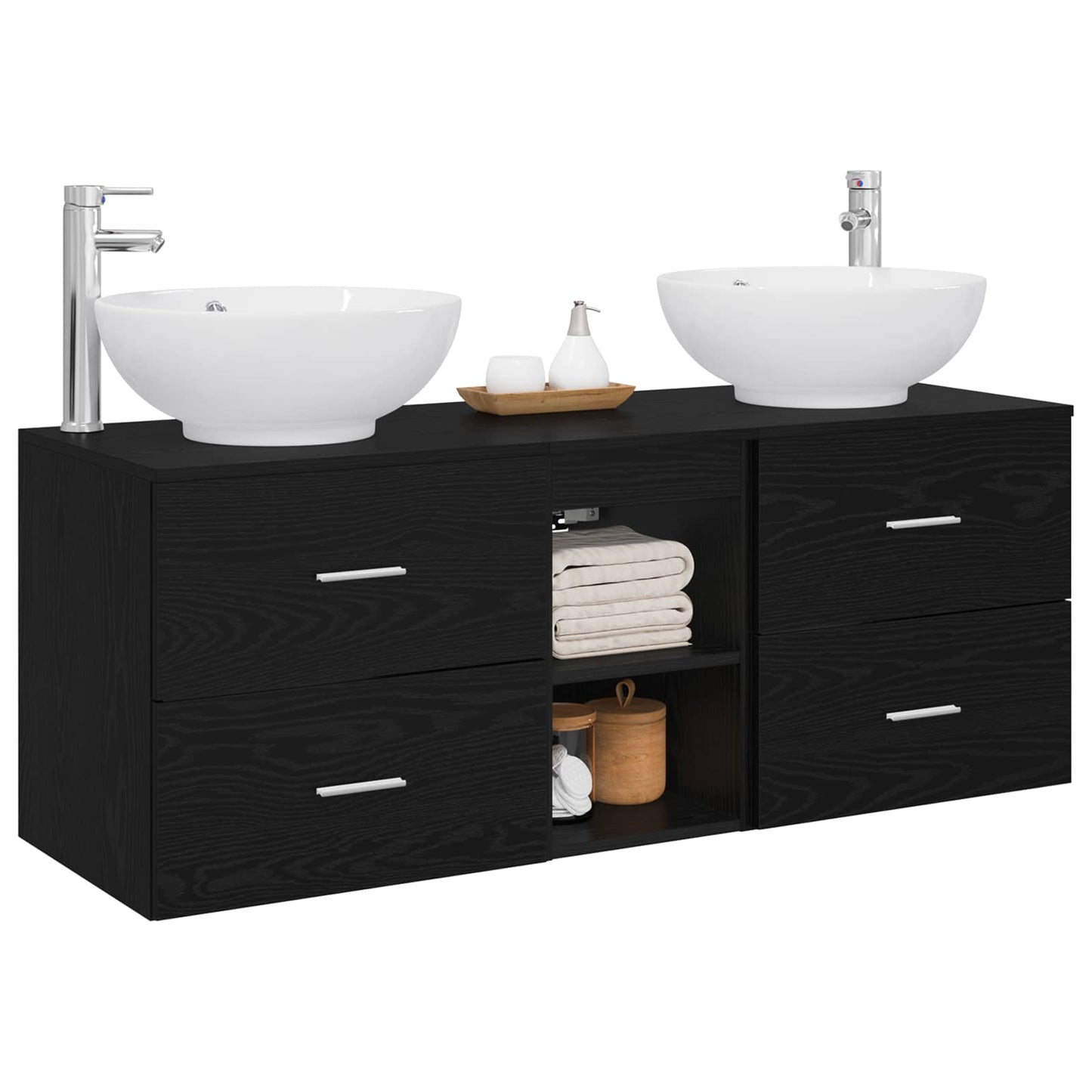 vidaXL Bathroom Furniture Set 3 pcs Black 49.5 x 44.5 x 65 cm