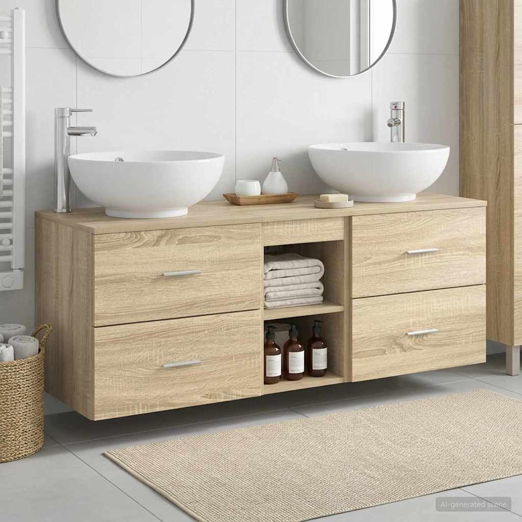 vidaXL Bathroom Furniture Set 3 pcs Sonoma Oak 49.5 x 44.5 x 65 cm