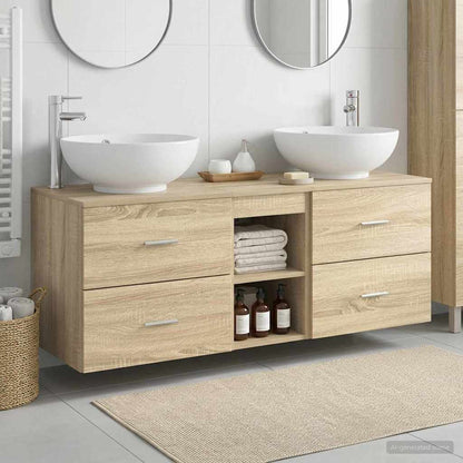 vidaXL Bathroom Furniture Set 3 pcs Sonoma Oak 49.5 x 44.5 x 65 cm