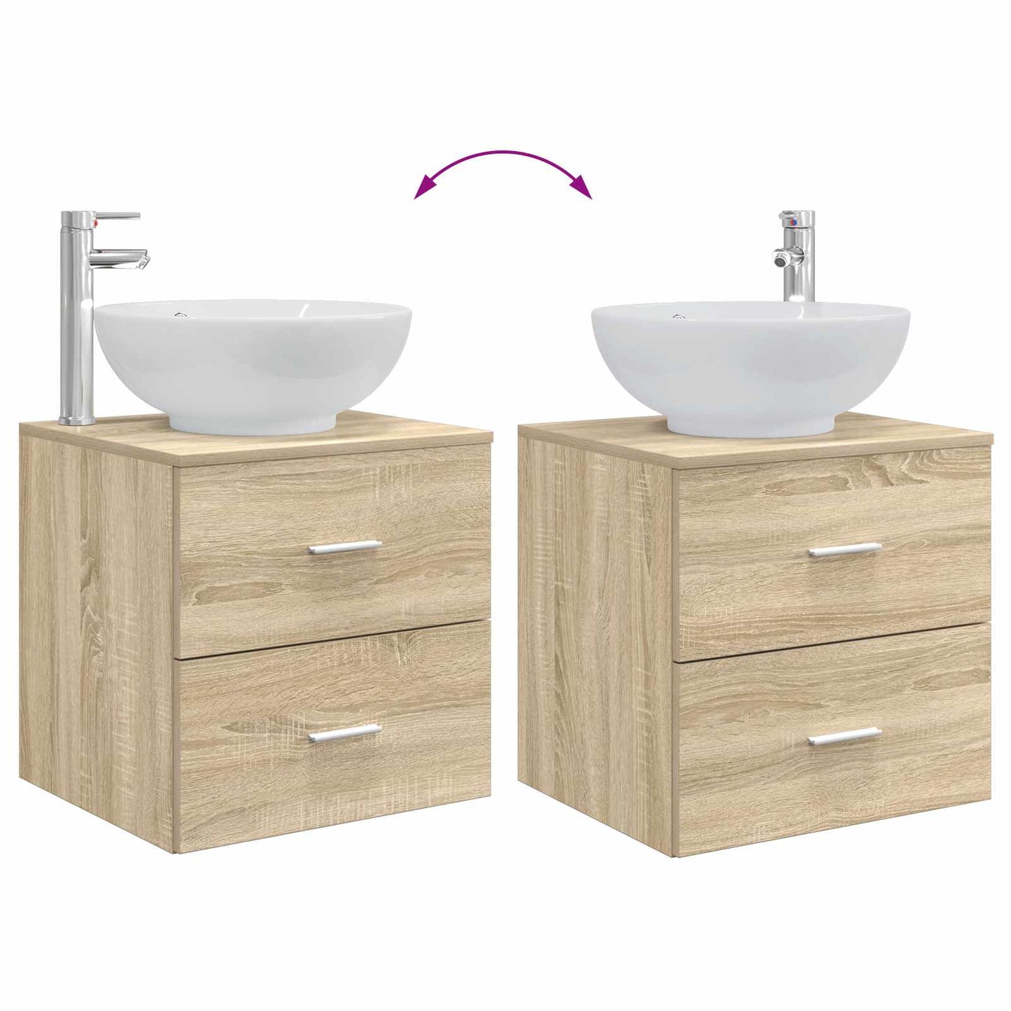 vidaXL Bathroom Furniture Set 3 pcs Sonoma Oak 49.5 x 44.5 x 65 cm