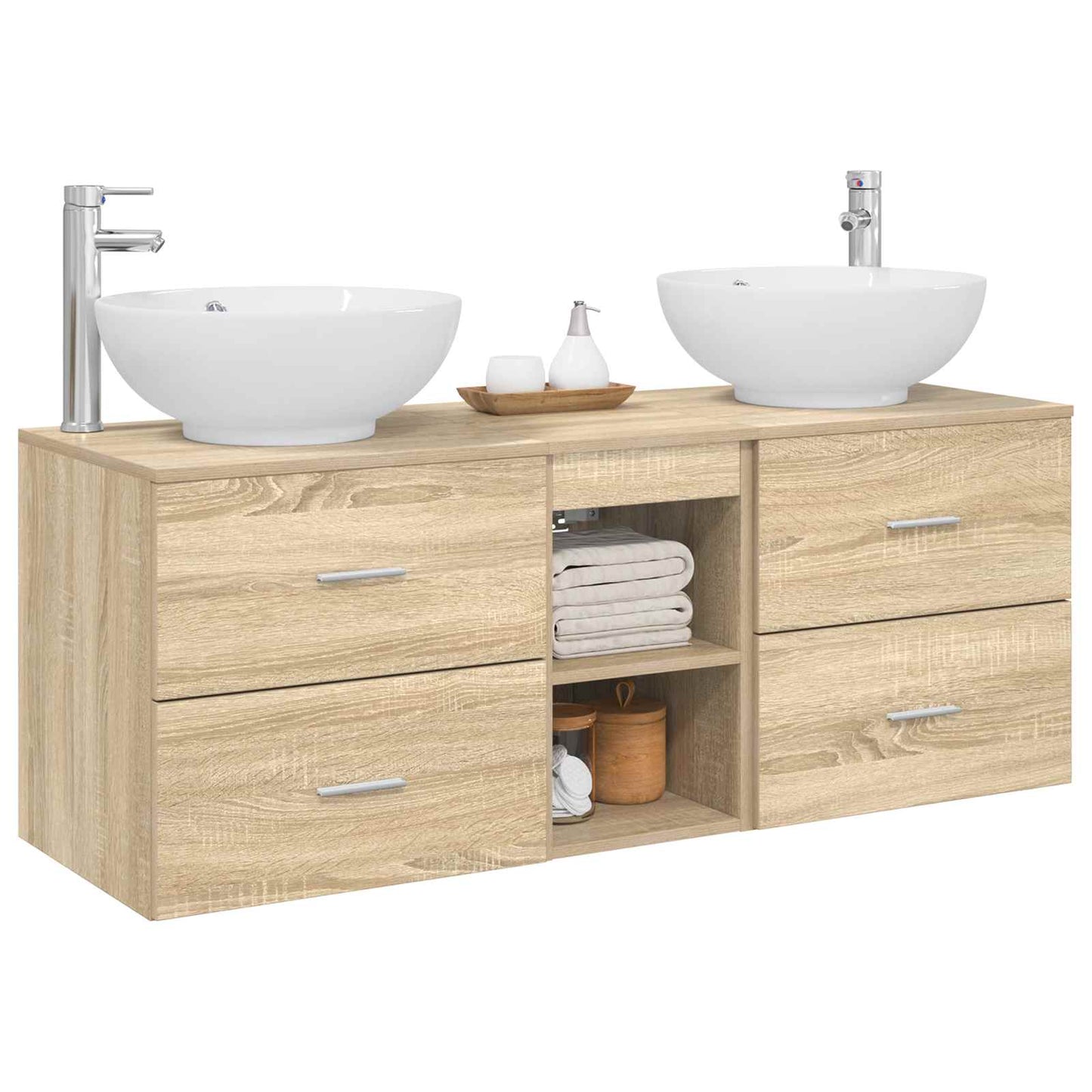 vidaXL Bathroom Furniture Set 3 pcs Sonoma Oak 49.5 x 44.5 x 65 cm
