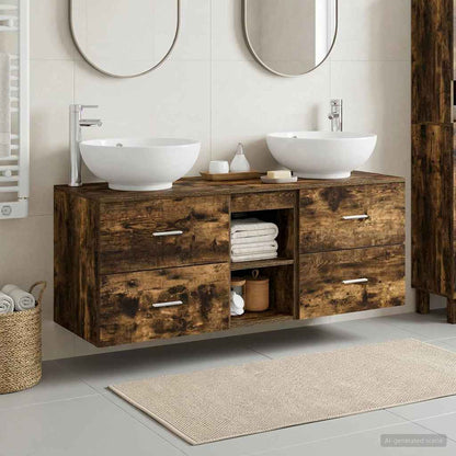 vidaXL Bathroom Furniture Set 3 pcs Smoked Oak 49.5 x 44.5 x 65 cm