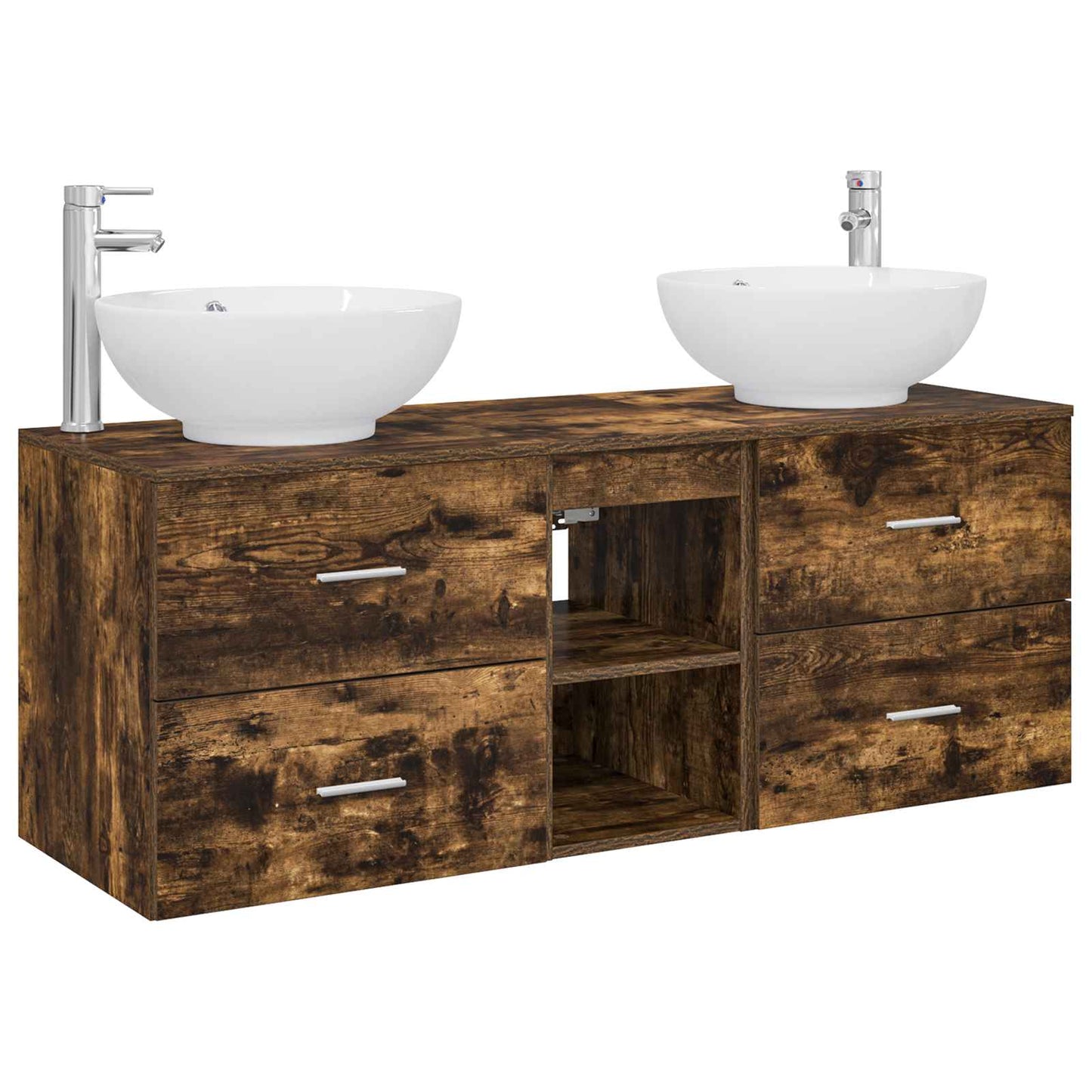 vidaXL Bathroom Furniture Set 3 pcs Smoked Oak 49.5 x 44.5 x 65 cm
