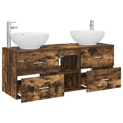 vidaXL Bathroom Furniture Set 3 pcs Smoked Oak 49.5 x 44.5 x 65 cm