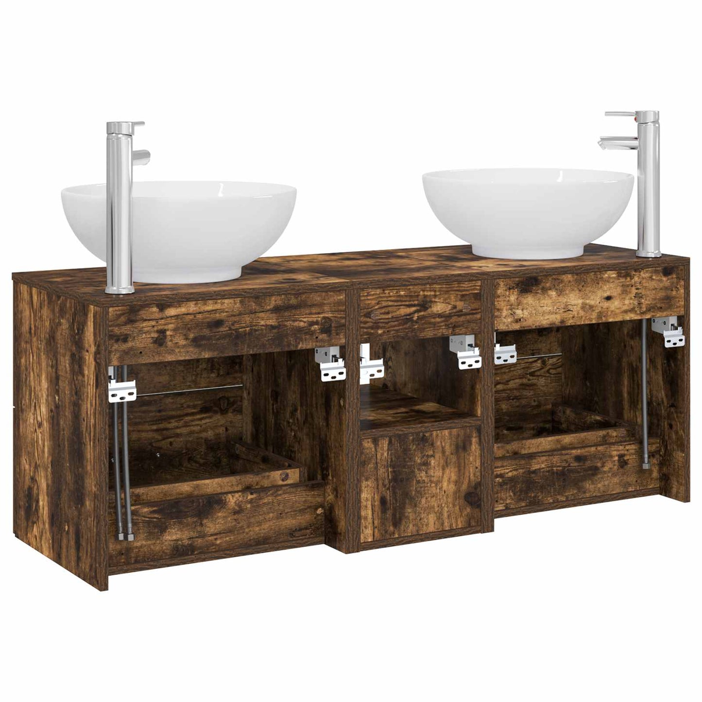 vidaXL Bathroom Furniture Set 3 pcs Smoked Oak 49.5 x 44.5 x 65 cm