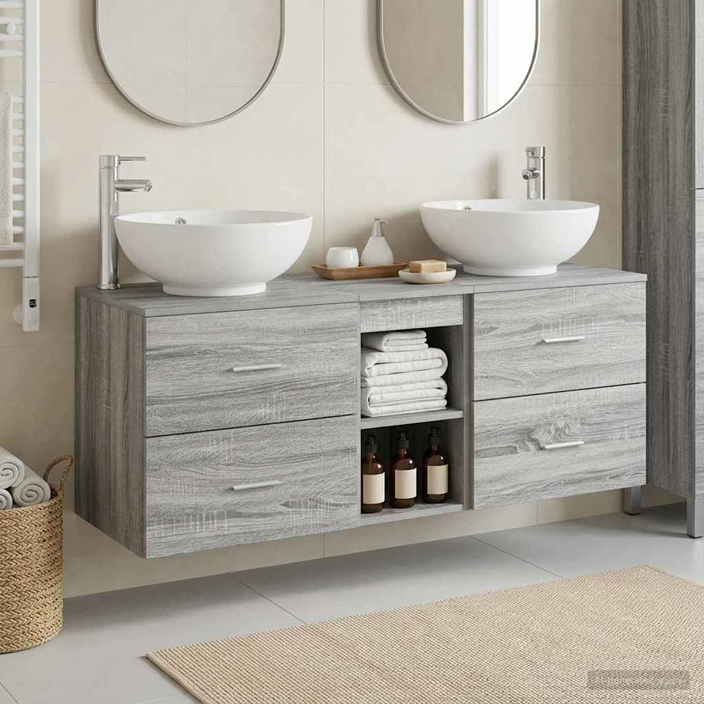vidaXL Bathroom Furniture Set 3 pcs Grey Sonoma 49.5 x 44.5 x 65 cm