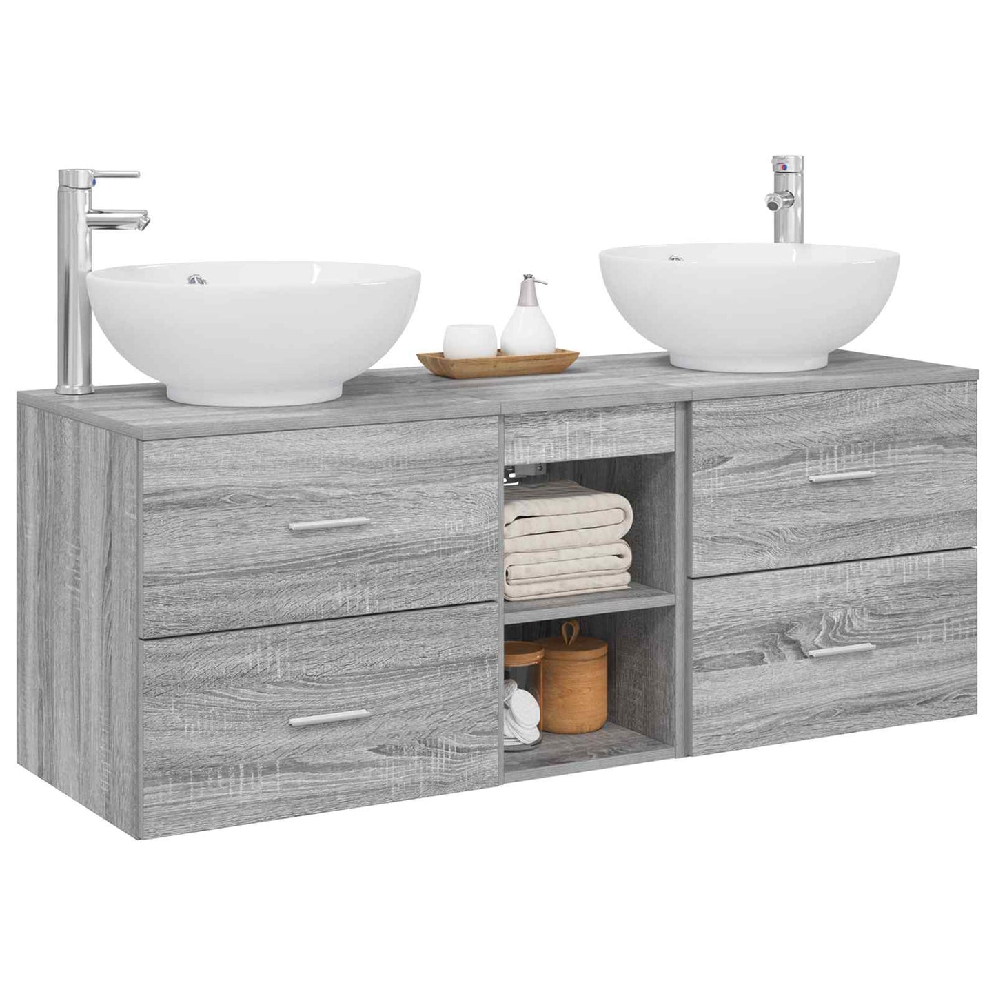 vidaXL Bathroom Furniture Set 3 pcs Grey Sonoma 49.5 x 44.5 x 65 cm
