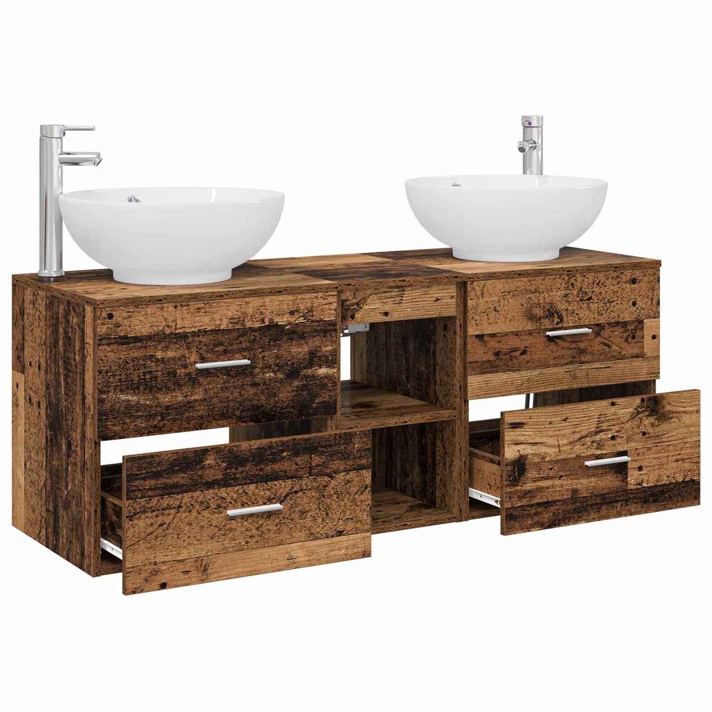 vidaXL Bathroom Furniture Set 3 pcs Old Wood 49.5 x 44.5 x 65 cm