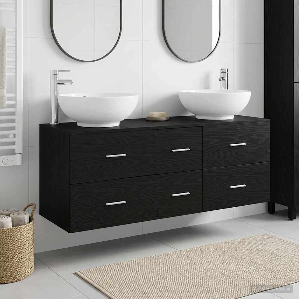 vidaXL Bathroom Furniture Set 3 pcs Black 49.5 x 44.5 x 65 cm