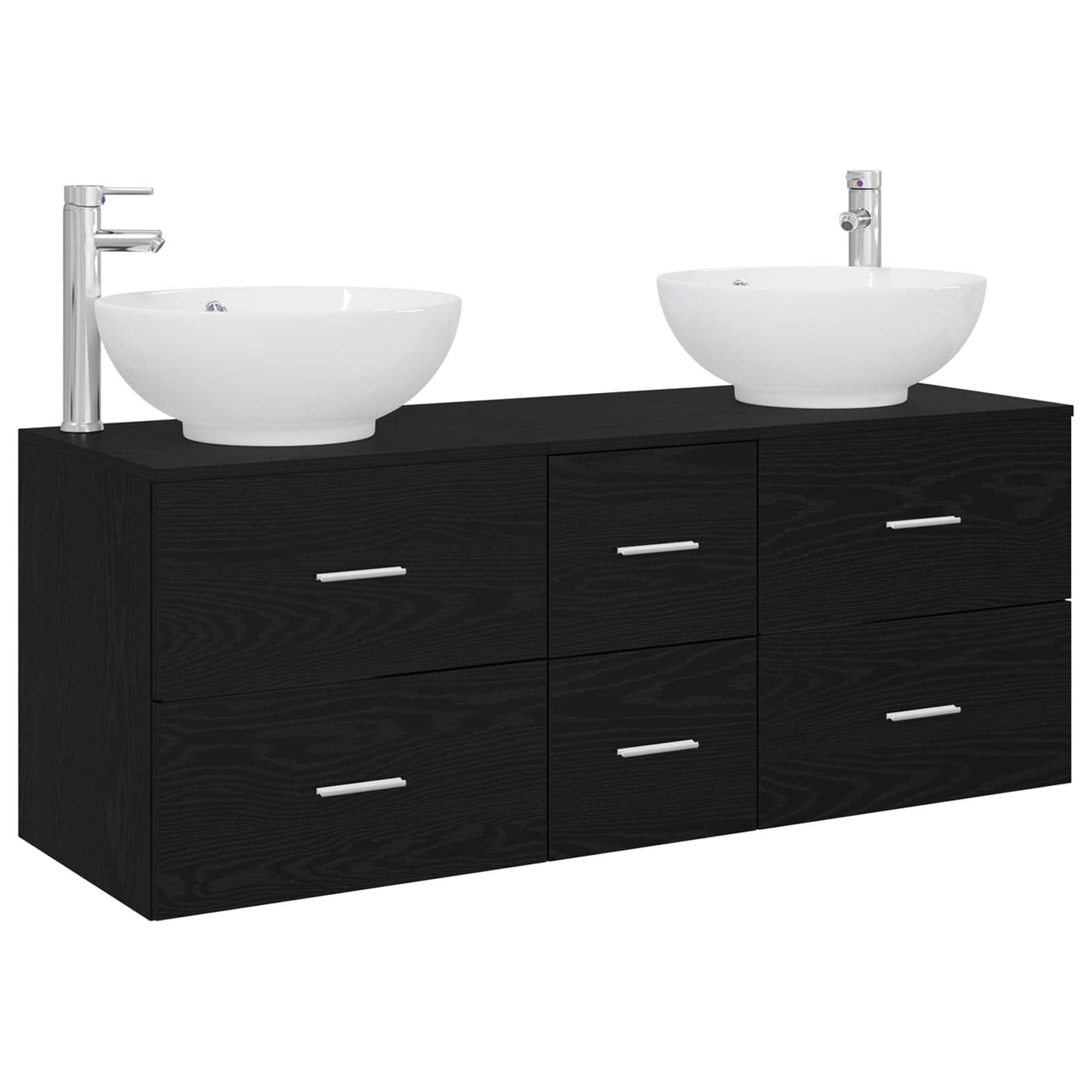 vidaXL Bathroom Furniture Set 3 pcs Black 49.5 x 44.5 x 65 cm