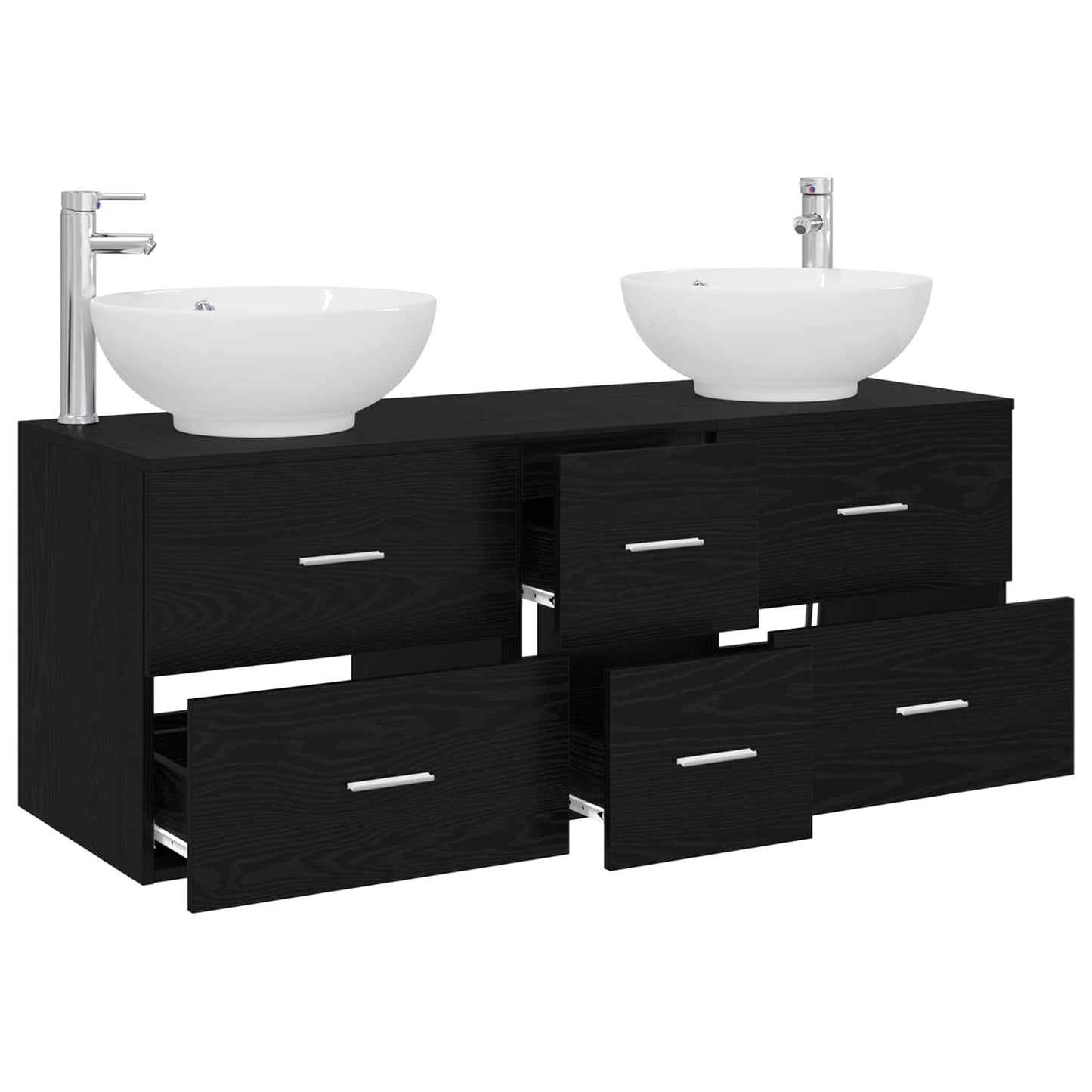 vidaXL Bathroom Furniture Set 3 pcs Black 49.5 x 44.5 x 65 cm