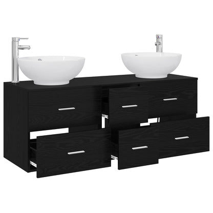 vidaXL Bathroom Furniture Set 3 pcs Black 49.5 x 44.5 x 65 cm