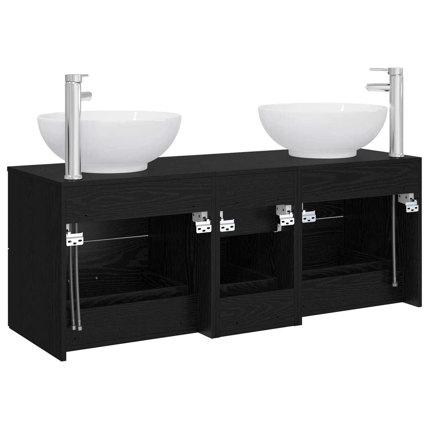 vidaXL Bathroom Furniture Set 3 pcs Black 49.5 x 44.5 x 65 cm