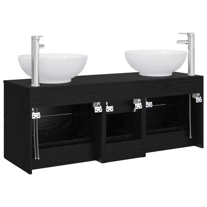 vidaXL Bathroom Furniture Set 3 pcs Black 49.5 x 44.5 x 65 cm