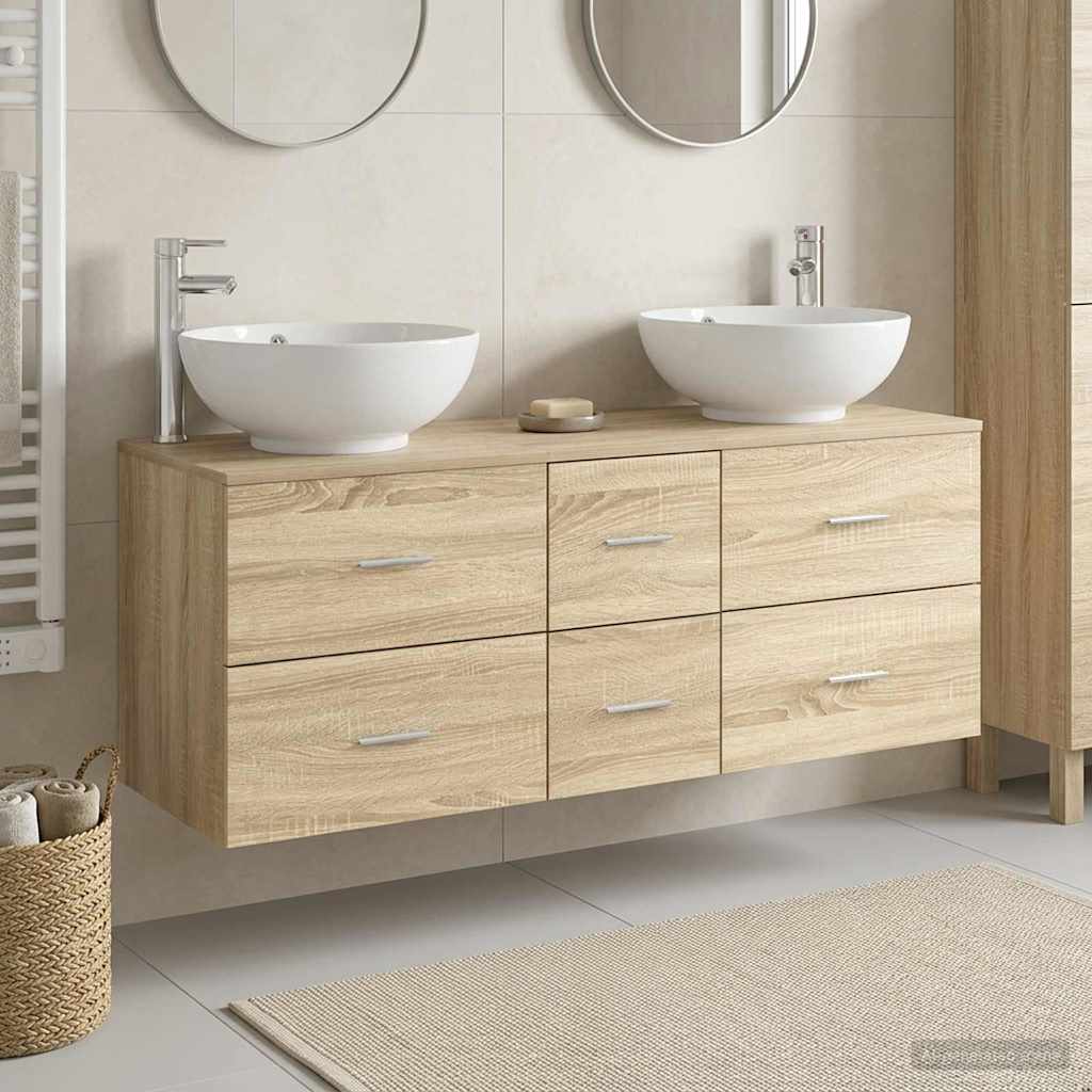 vidaXL Bathroom Furniture Set 3 pcs Sonoma Oak 49.5 x 44.5 x 65 cm