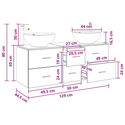 vidaXL Bathroom Furniture Set 3 pcs Sonoma Oak 49.5 x 44.5 x 65 cm