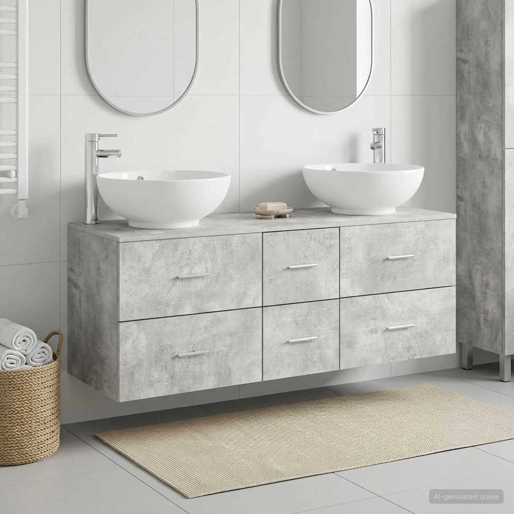vidaXL Bathroom Furniture Set 3 pcs Concrete Grey 49.5 x 44.5 x 65 cm