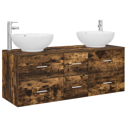 vidaXL Bathroom Furniture Set 3 pcs Smoked Oak 49.5 x 44.5 x 65 cm