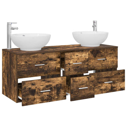vidaXL Bathroom Furniture Set 3 pcs Smoked Oak 49.5 x 44.5 x 65 cm