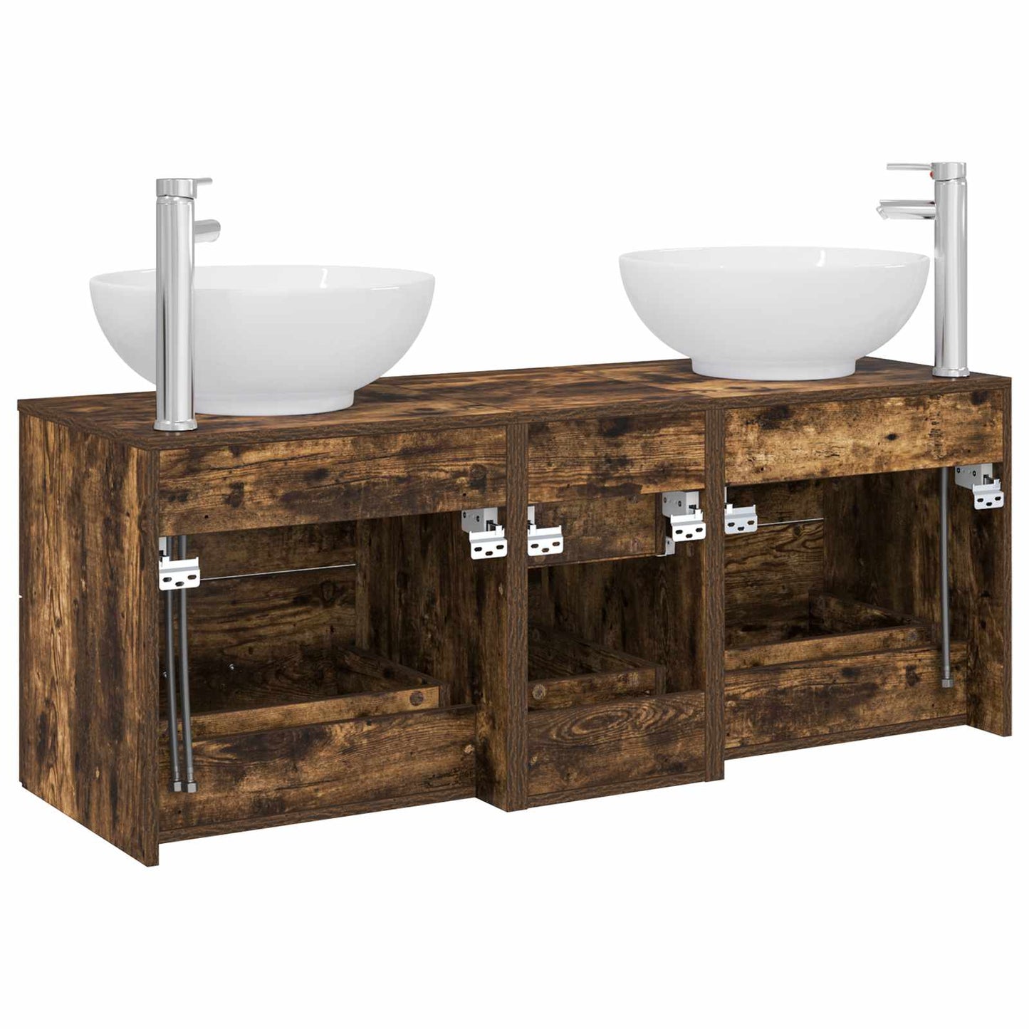vidaXL Bathroom Furniture Set 3 pcs Smoked Oak 49.5 x 44.5 x 65 cm