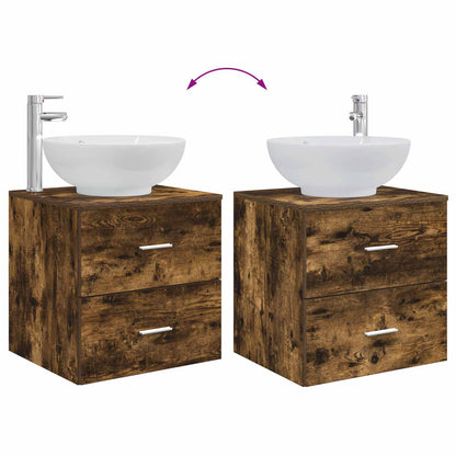 vidaXL Bathroom Furniture Set 3 pcs Smoked Oak 49.5 x 44.5 x 65 cm