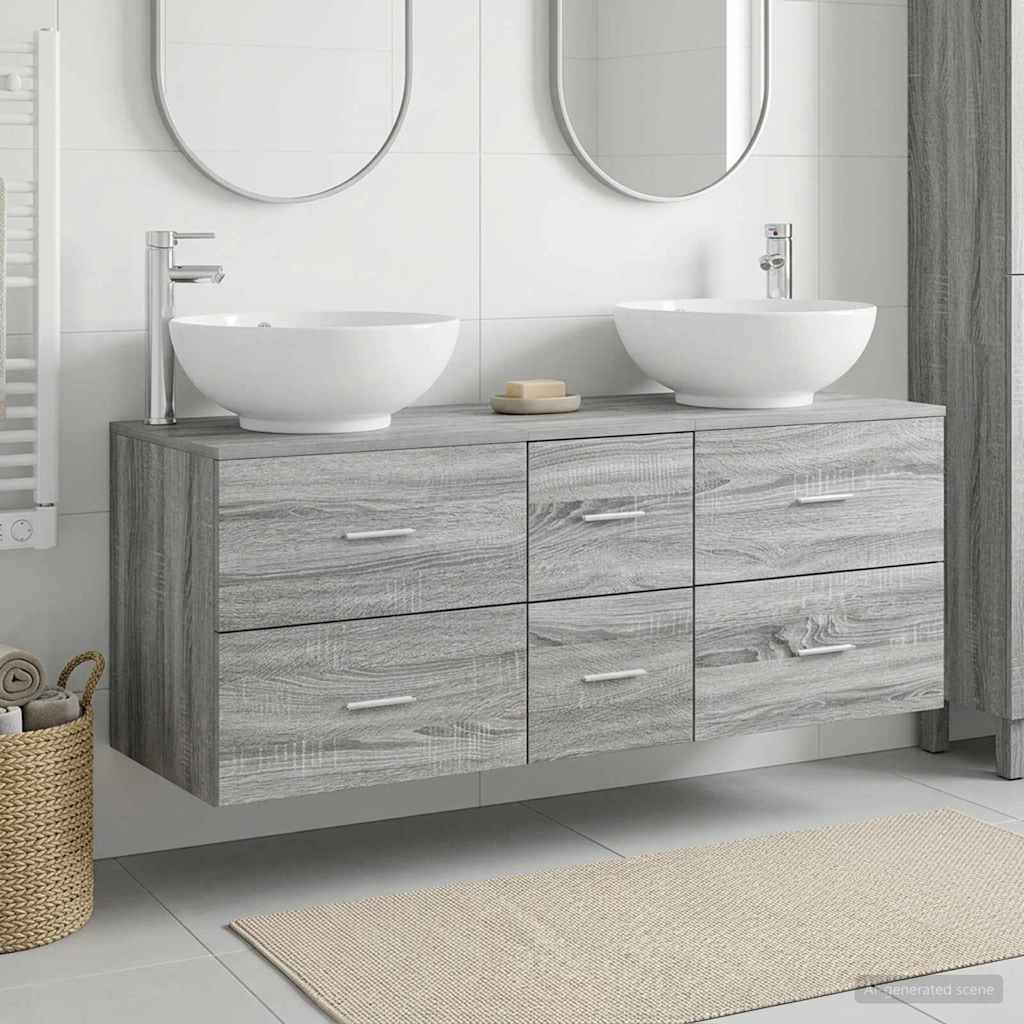 vidaXL Bathroom Furniture Set 3 pcs Grey Sonoma 49.5 x 44.5 x 65 cm